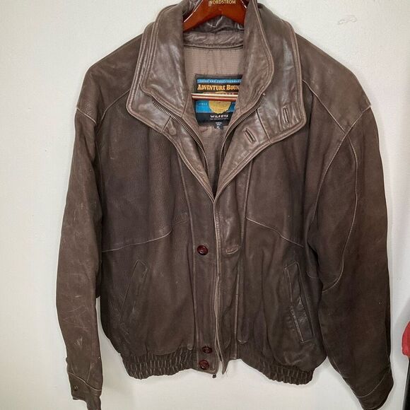 Wilsons Adventure Bound Men Dual Collar Leather Jacket Bomber - Picture 1 of 9